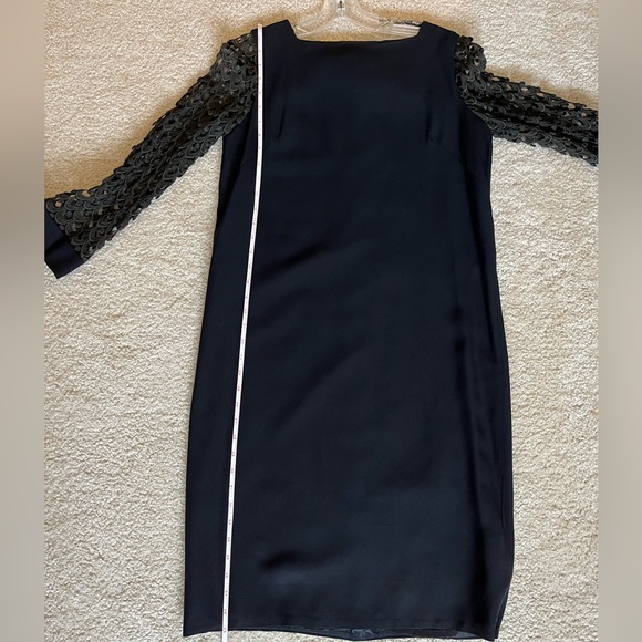 Vintage 1960’s Black Crepe W/ Crocheted Sleeves Cocktail Dress Size Small - Picture 14 of 17